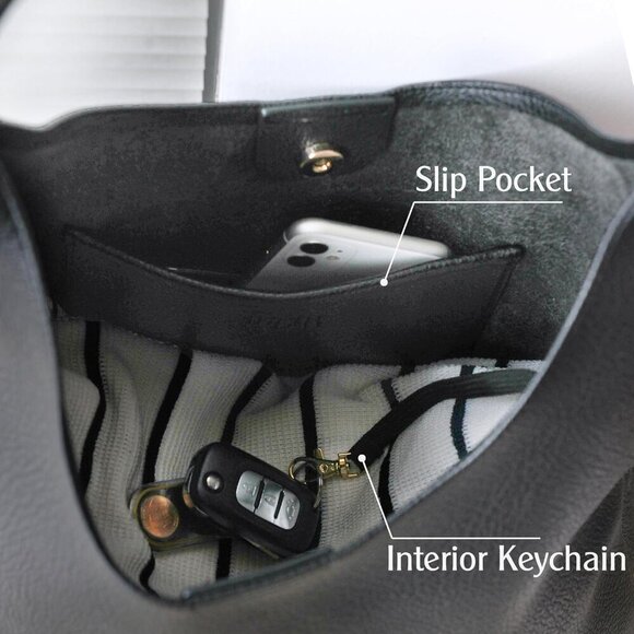 Hobo Bags for Women Soft Vegan Leather Shoulder Handbag Slouchy Tote Purses - Picture 6 of 6